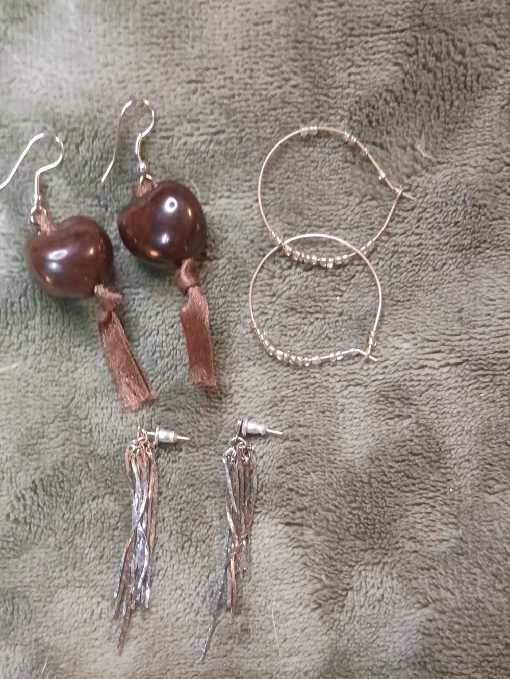 Source Unknown Brown and Silver Mixed Women’s Earring Set